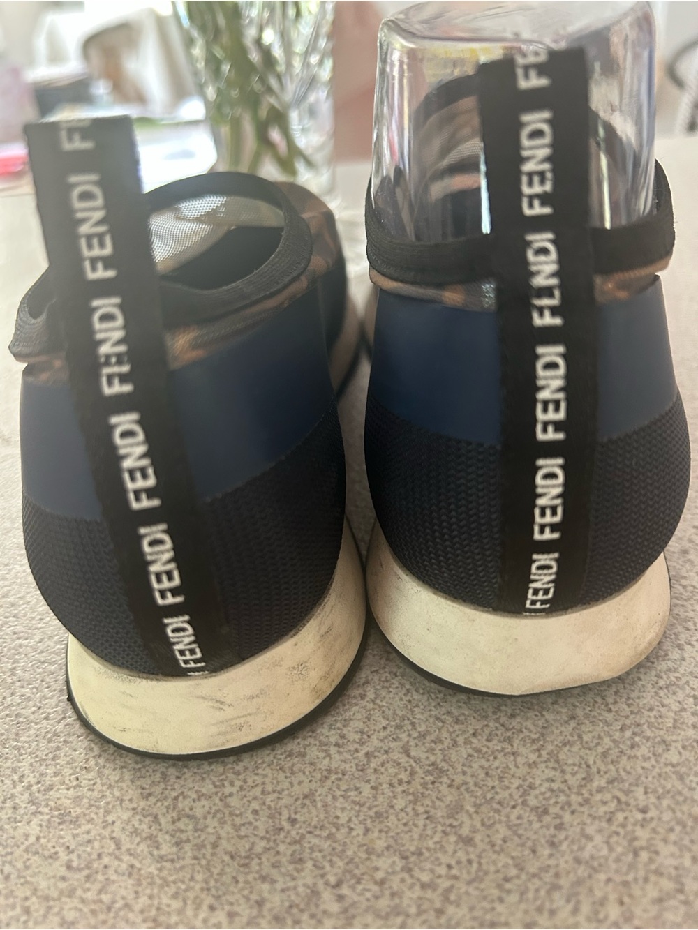 Fendi Navy and Black Slip-On Sneakers